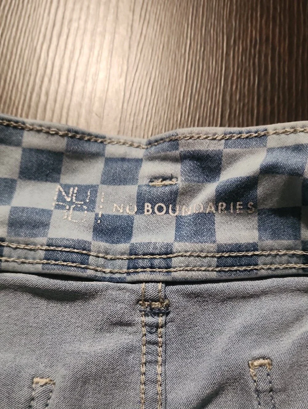 No Boundaries Light Blue Checkerboard Denim Shorts